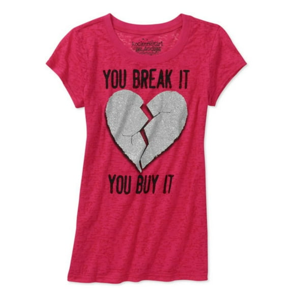 Rocker Girl Junior Women Pink You Break It You Buy Heart T-Shirt Valentine XXL