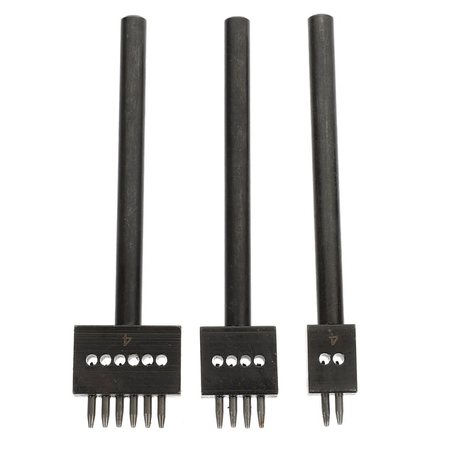 KAKOWELY Outil de Perforation de Rangée de Cuir 3 Pcs Outils de Perforation de Rangée Ronde de Cuir DIY Dispositifs de Perforation de Trous Espacement Outils d'Artisanat en Cuir 4.84"X1.18"X0.28 Pouces