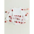 thumbnail image 4 of xiaxaixu Infant Girl Rompers Strawberry Print Mesh Patchwork Crew Neck Long Sleeve Jumpsuits Newborn Fall Clothes Baby Bodysuits, 4 of 8