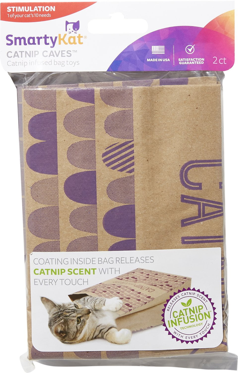 SmartyKat Cat Caves Catnip Infused Paper Bags, 2 Count