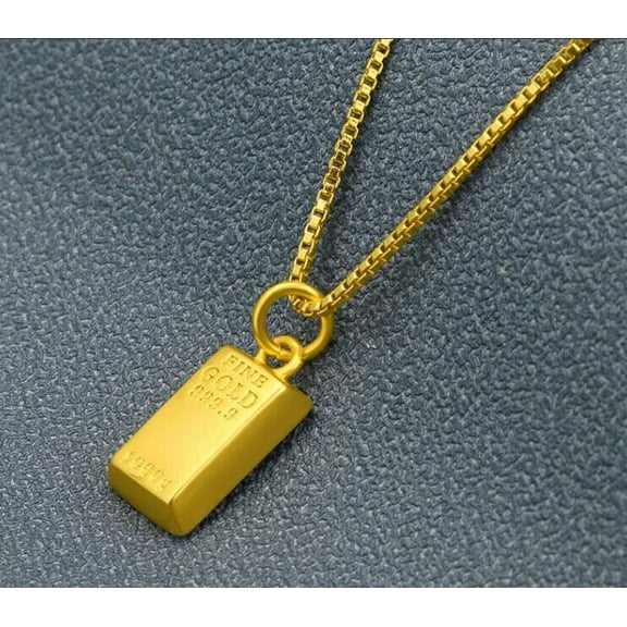 24K Gold Small Thai Baht Yellow Gold GP Filled Necklace Pendant