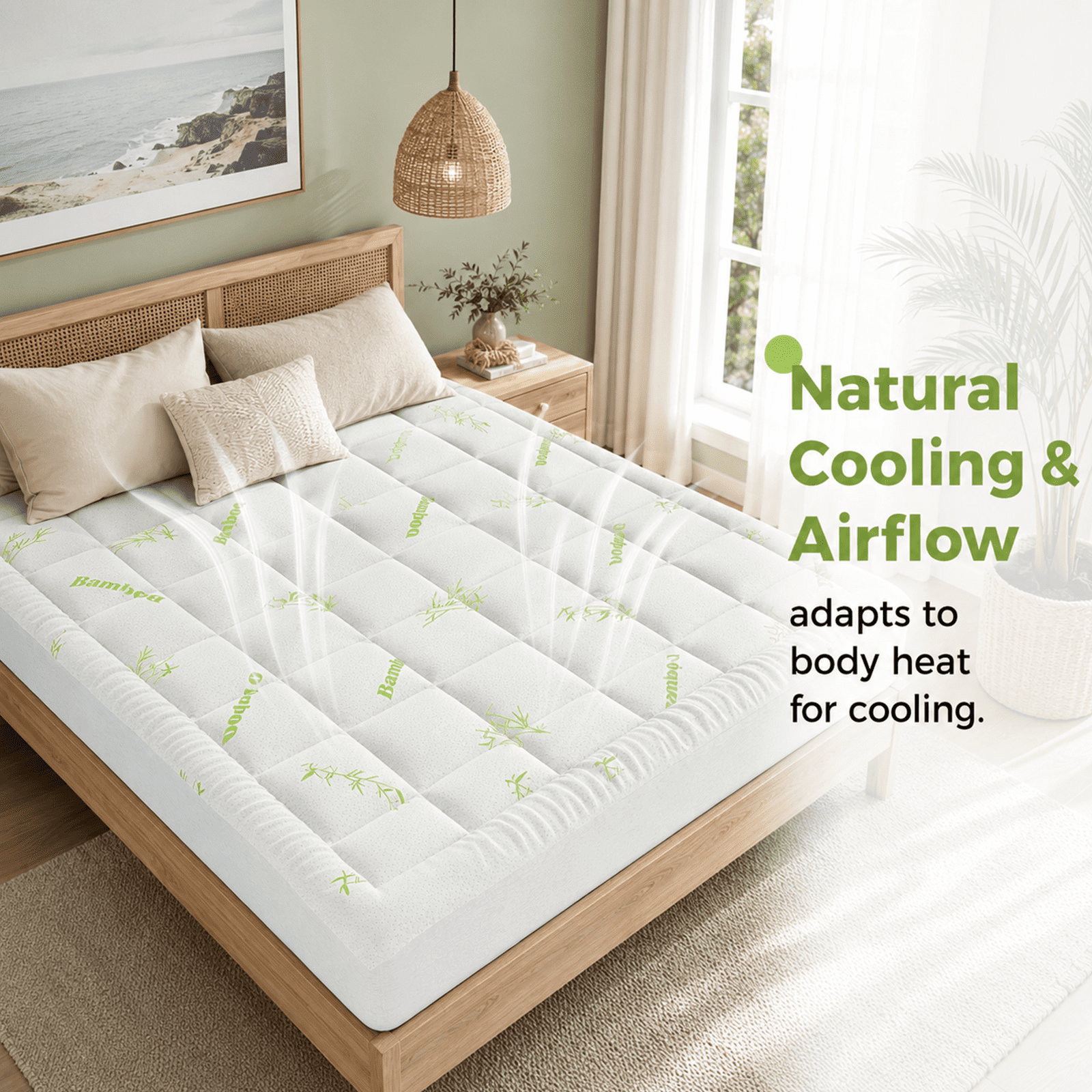 Alvantor Mattress Protector, Breathable Mattress Cover Twin/Full/Queen/King Size Bed, Cooling 3D Air Fabric Bed Pad Cover, Deep Pocket 8"-21"