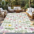 thumbnail image 2 of Spring Floral Outdoor Rug for Patio/Deck/Porch, Non-Slip Large Area Rug 6 x 9 Ft, Pink Flowers Green Plaid Pastoral Indoor Outdoor Rugs Washable Area Rugs, Reversible Camping Rug Carpet Runner, 2 of 8