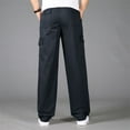 thumbnail image 5 of Hwmodou Men Pants Workout Mens Loose Cotton Plus Size Pocket Solid Color Elastic Waist Pants Overall Pants Sports Casual Clothes For Man, 5 of 7