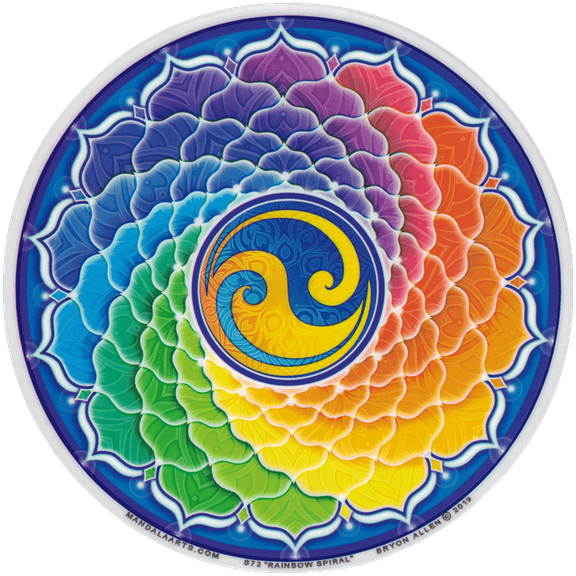Mandala Arts Rainbow Spiral Yin Yang Double Sided Window Sticker