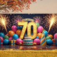 thumbnail image 7 of Golden Glitter 70th Birthday Banner Colorful Balloons Display Firework Design Gift Box Decor Birthday Party Backdrop for 70th Birthday Party Indoor Celebration Family Gathering, 7 of 7