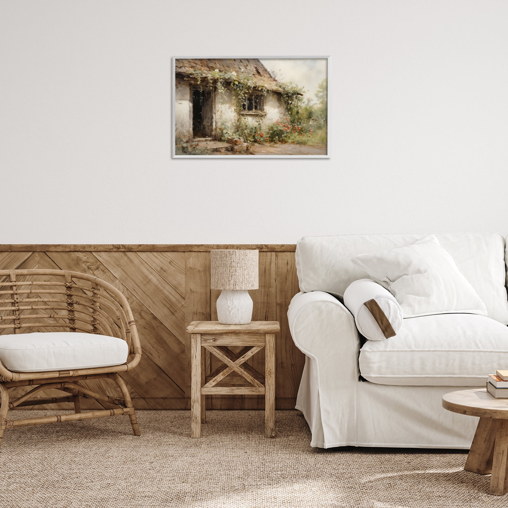 Stupell Industries Reclaimed By Nature Town & City Painting White Framed Art Print Wall Art, 24 x 16