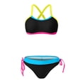 thumbnail image 4 of GEWSEY Womens Bikini Sets Color Block Swimsuits Supportive Wide Strap Two Piece Bathing Suit 2026 (Black, S), 4 of 8
