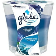 Glade 2-In-1 Candle Air Freshener, Moonlit Walk & Wandering Stream, 3.4 Oz