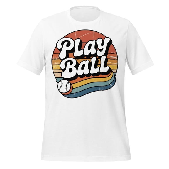 Play Ball Vintage Baseball Graphic T-Shirt, Retro Sports Tee for Softball Game Day, Players and Fans Distressed Style Unisex Cotton T-Shirt, Sizes S-5XL