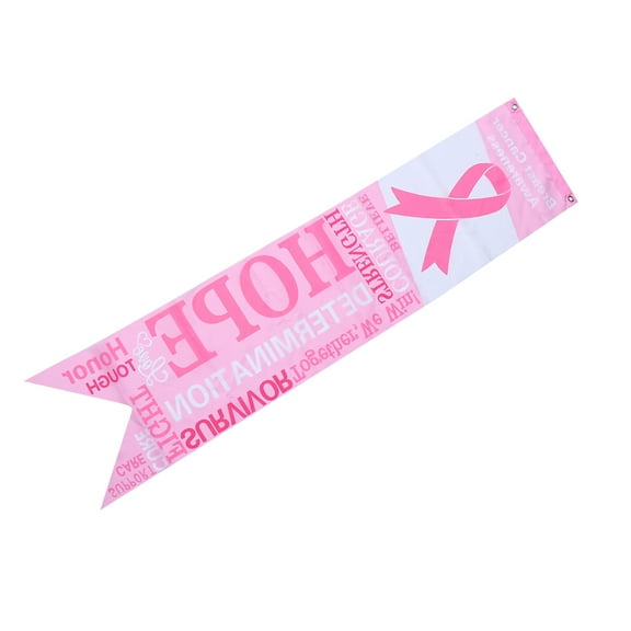 STOBOK 2Pcs Health Banner Bunting Pink Ribbon Hanging Flag for Wall and Window Decor