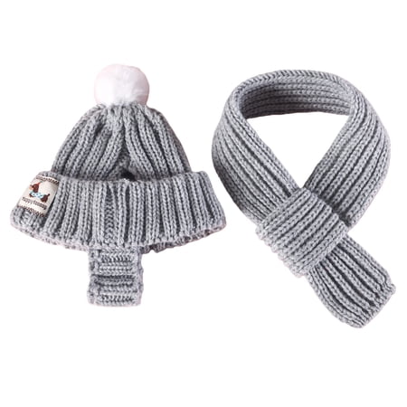 Dog Winter Hat Scarf Set Knitted Pet Hat New Year Winter Warm Cap Dog Costumes Accessories Neck Ear Warmer for Dog Cats