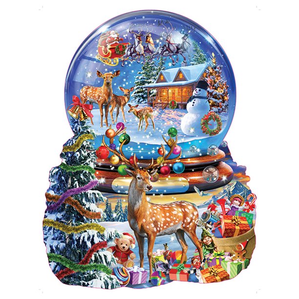 Christmas disney snow globes globe oceantreasures Christmas Snow Globe 1000 Piece Shape Jigsaw Puzzle by SunsOut