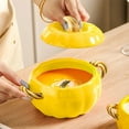thumbnail image 6 of Zawou 800ml Ceramic Pumpkin Bowl with Lid – Cute Mini Dutch Oven Style Tableware for Oatmeal, Snacks, or Holiday Desserts, 6 of 7