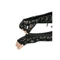 thumbnail image 4 of INSPIRE CHIC Women's Lace Up Half Finger Gloves Lace Elbow Length Arm Warmers Black and Black Ribbon One Size, 4 of 6