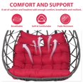 thumbnail image 6 of SEGMART 2-Person Hanging Swing Chair with Stand, Double Hanging Egg Chair with Cushion and Pillow, Foldable Wicker Rattan Patio Basket Hanging Chair for Indoor Outdoor Garden, Red, 6 of 10