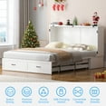 thumbnail image 5 of PUREMIND Queen Size Murphy Bed, Murphy Cabinet Bed with Storage Drawer and Charging Port for Bedroom/Office/Guest Room, No Mattress, White Style 1, 5 of 7