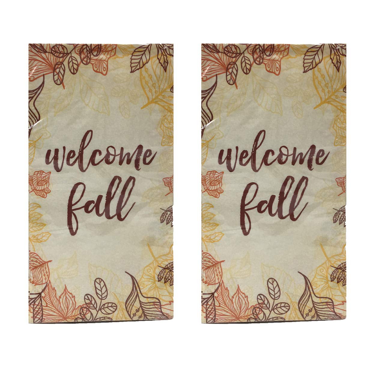 Pack of 2 20 ct Each Thanksgiving Holiday themed Guest Towels Buffet 2-ply Paper Napkins withWelcome Fall Script 