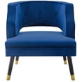 thumbnail image 5 of Contemporary Modern Urban Designer Living Room Lounge Club Lobby Accent Side Chair Armchair, Velvet Fabric, Navy Blue, 5 of 7