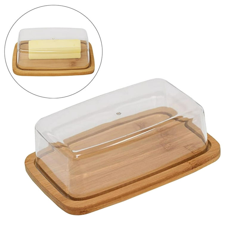 Bamboo Butter Dish with Clear Lid Covered Butter Tray to Keep Butter  Transparent Food Container Dessert Cake Tableware Kitchen Supplies