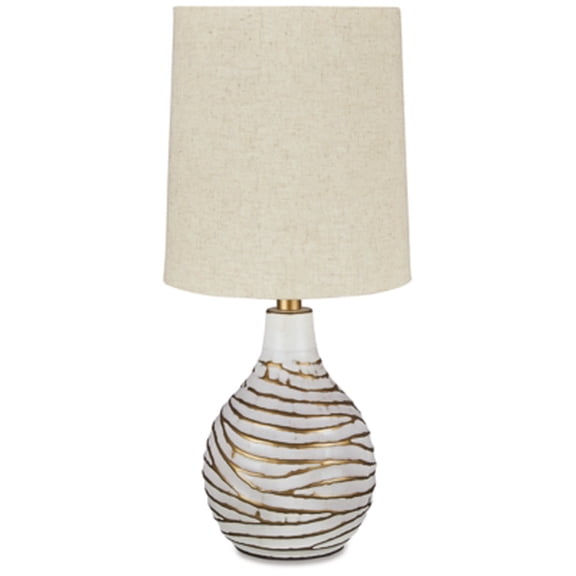 Signature Design by Ashley Contemporary Aleela Table Lamp  White/Gold Finish