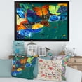 thumbnail image 3 of Designart 'Abstract Colour Butterflies On A Gree' Modern Framed Art Print, 3 of 4