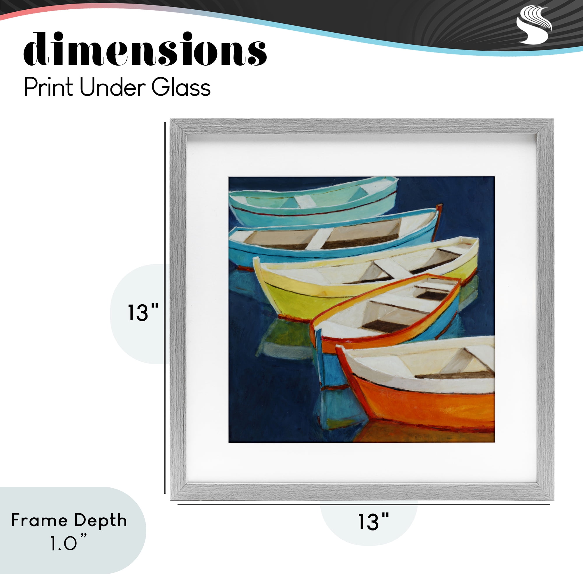 Stupell Industries Serene Rowboats in Summer Gray Framed Print Under Glass, design by Lorenzo Collective