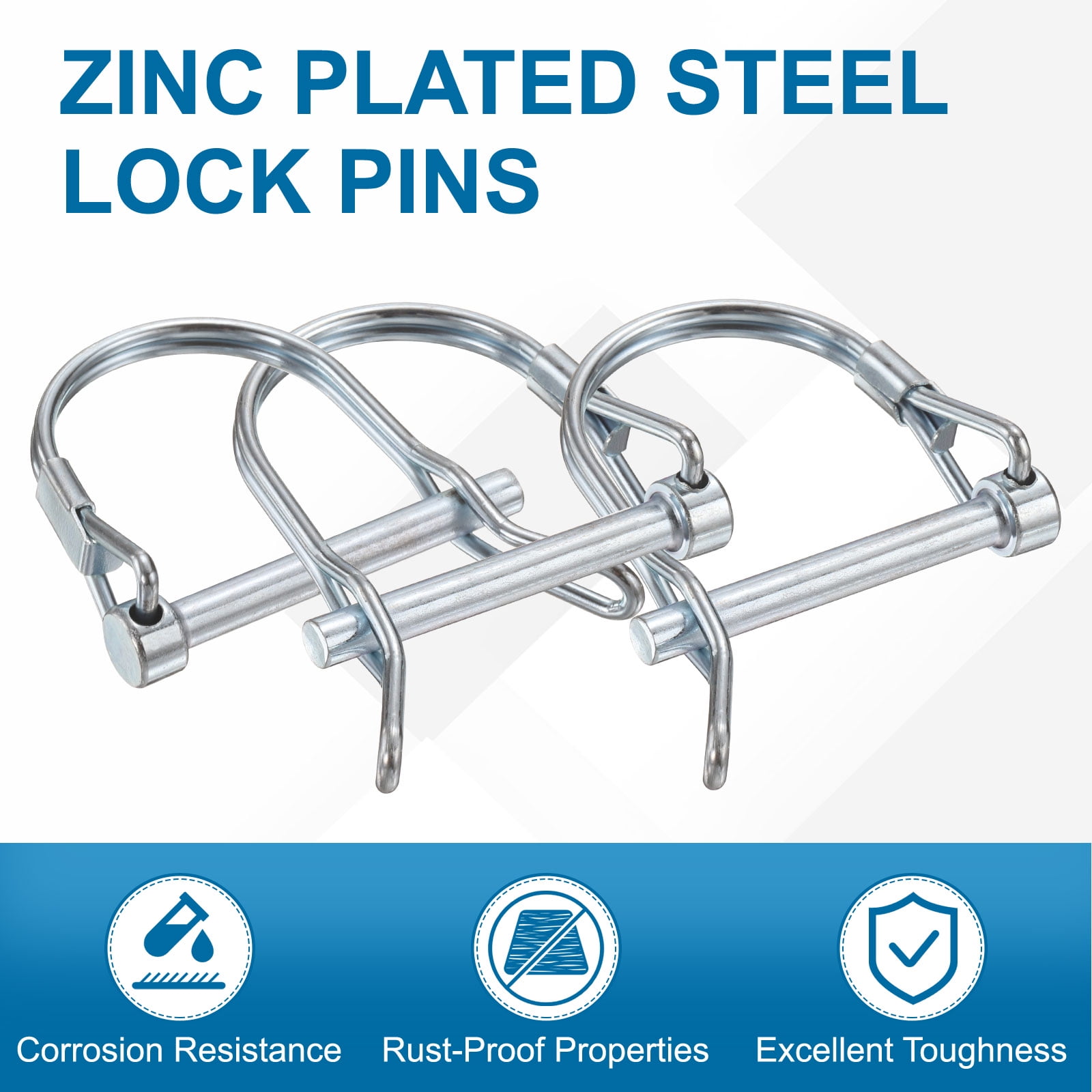 Uxcell 6 Pcs Trailer Coupler Pins, 3/8" x 2.8" Safety Wire Spring Lock Hitch Pin