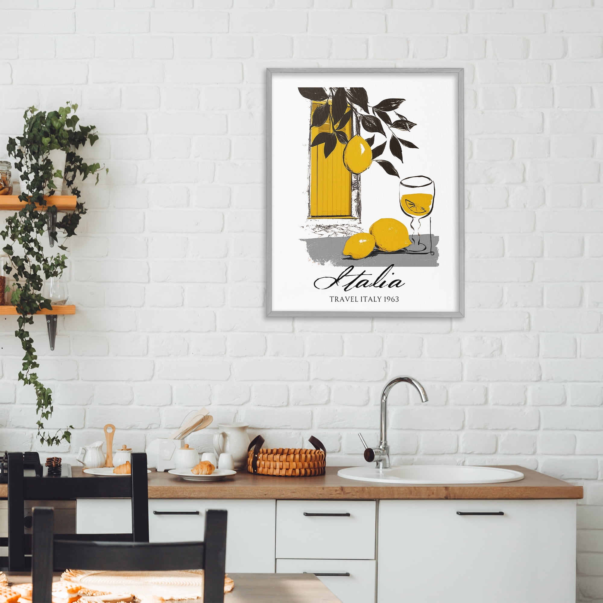 Stupell Industries Travel Italia Lemons Gray Framed Giclee Art, design by Annabelle Hall