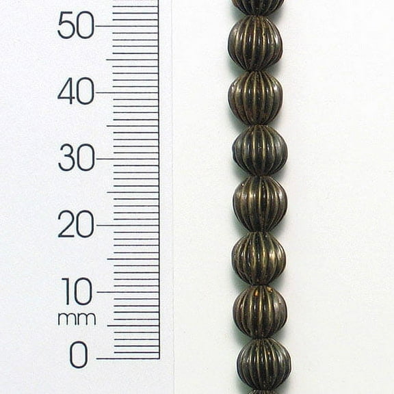 6 Packs of Pleated Metal Round Beads 8 Inch Strand