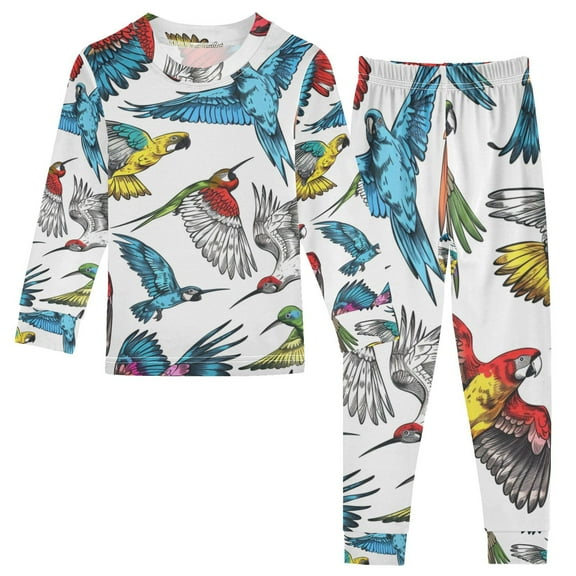 joogoo Different Bird 2 Piece Long Sleeve Tee and Pants Cotton Pajama Set 5Y