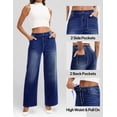 thumbnail image 3 of Stretchy Jeans Wide Leg Jeans for Women Trendy Pull On High Waist Tummy Control Sweatpant Jean Denim Pants with Pockets, 3 of 9