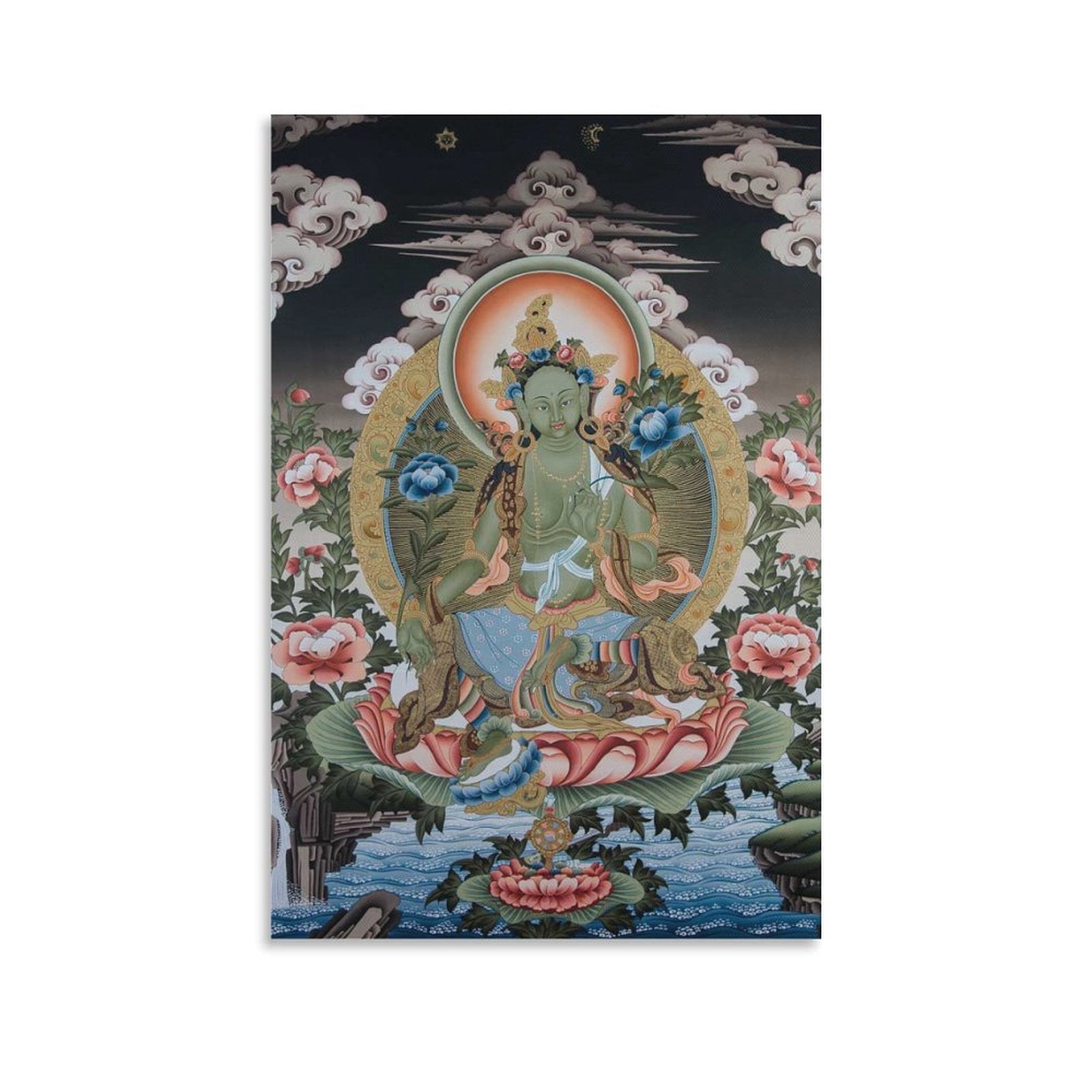 Gandhanra Thangka Tibetano - Otto Tara Verde Thangka - Arazzo Di Buddha