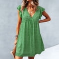 thumbnail image 5 of KaLI_store Summer Dresses for Women Womens Summer Dresses Short Sleeve V Neck Tiered Dress Green,XL, 5 of 5