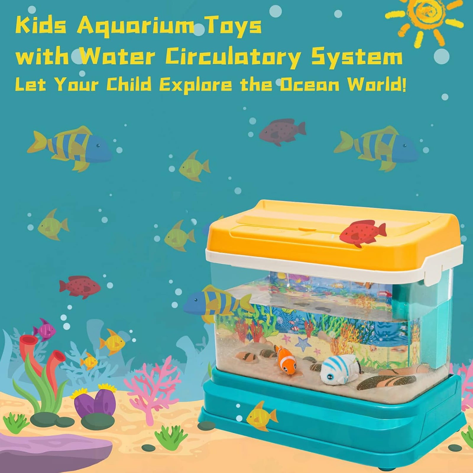 ds Aquarium Fishing Toy With Light & Music - Artificial Fish Tank With 2 Magnetic Fish, Electric Design - Educational Toy For Children