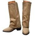 thumbnail image 3 of Shadoumai Women Slouchy Knee High Boots Casual Round Toe Pull On Riding Biker Boots Fold Over Chunky Low Heel Platform Boot, 3 of 9