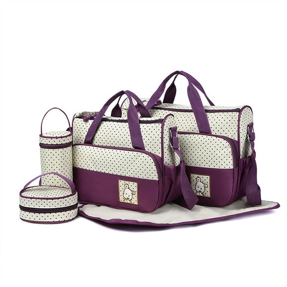 Jinsinto Ensemble de 5 Sacs à Couches pour Bébé Sac à Main pour Mère Sac Bandoulière Porte-Biberon avec Matelas à Langer