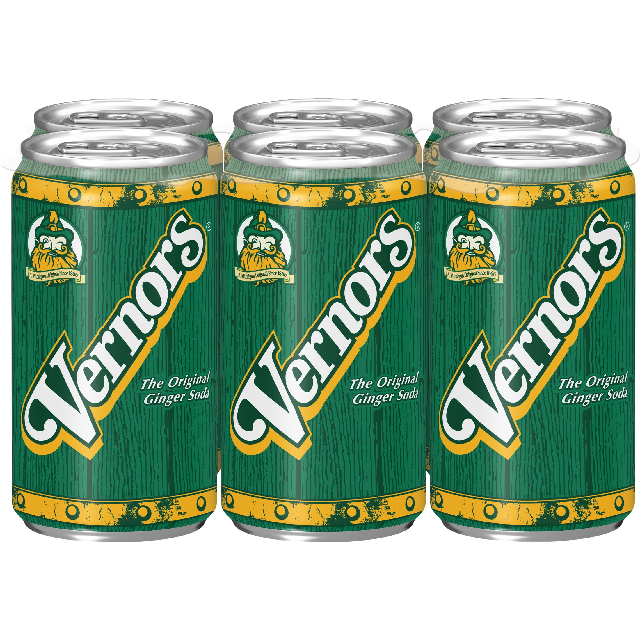 (4 pack) Vernors Caffeine Free Ginger Ale Soda Pop, 7.5 fl oz, 6 Pack Cans