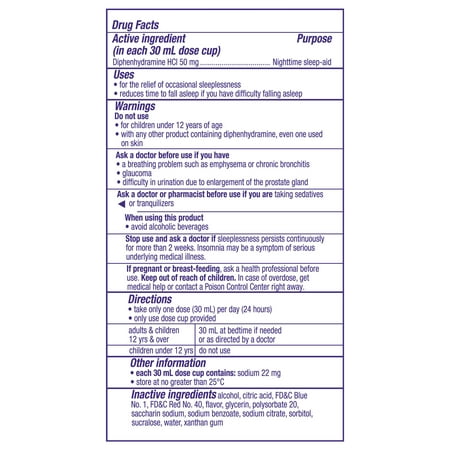 Vicks ZzzQuil Nighttime Sleep Aid Liquid, Diphenhydramine HCI 50mg, Vanilla Cherry, 12 Fl oz