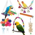 thumbnail image 1 of Parrot Birds Swing Hanging Bell Beaks Chewing Toys Cage Parakeets Budgie Cockatiels, 1 of 8