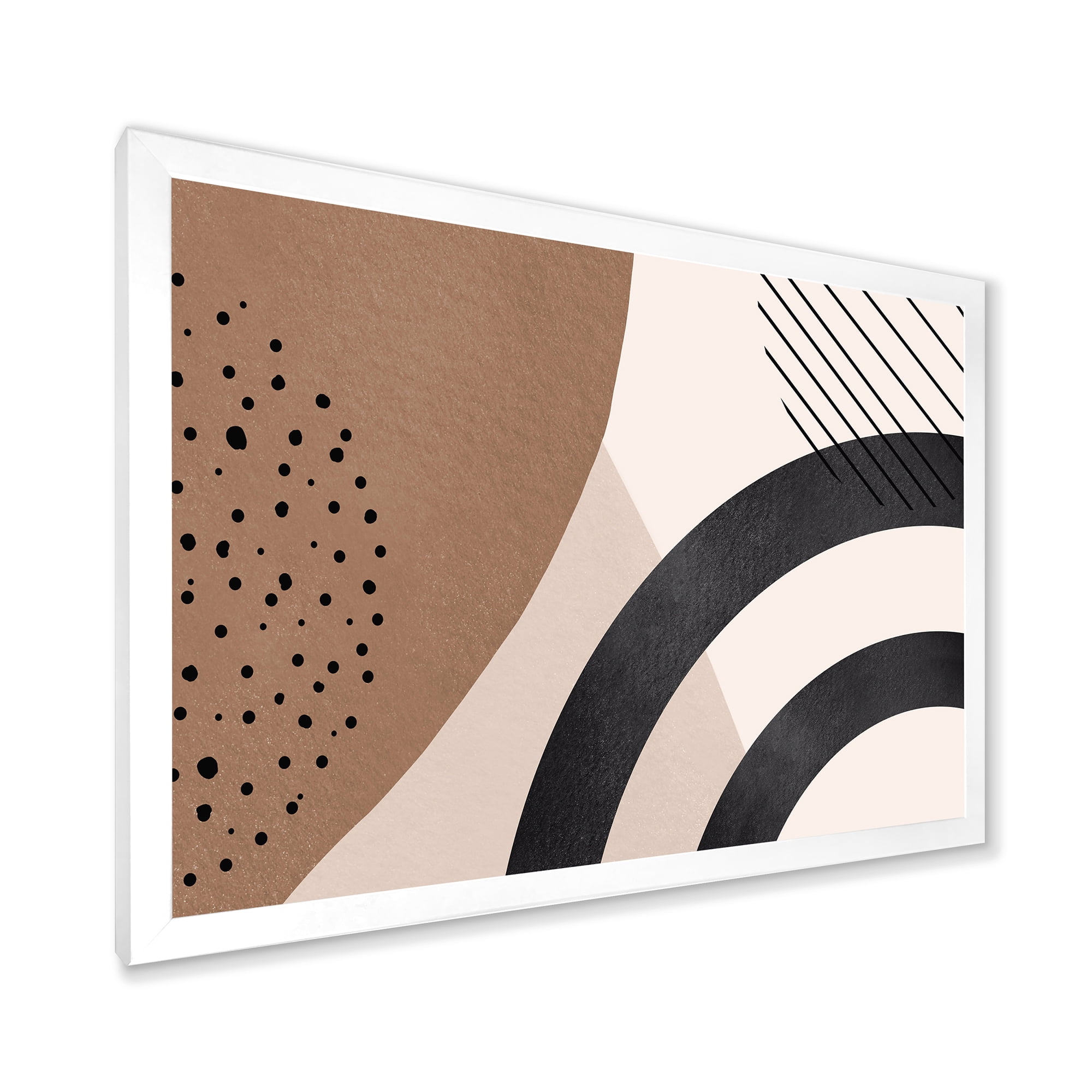 Designart 'Abstract Ivory Shapes and Shapes in Terracotta III' Modern Framed Art Print