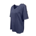 thumbnail image 5 of ZHOGXU Womens Summer T Shirt Short Sleeve V Neck Solid Color Comfortable Lightweight Breathable Tee Top For Casual Daily Wear,Blue,Xxl, 5 of 6