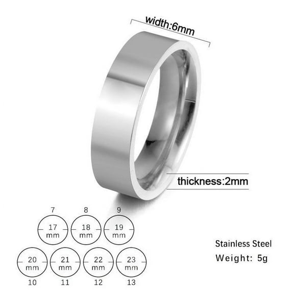 Simple 6mm Stainless Steel Couple Rings, Fashionable Machined Titanium Steel Rings for Women and Men