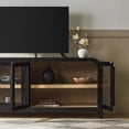 thumbnail image 3 of Walker Edison Modern Easy Assembly 70" Curved TV Stand, Black/Coastal Oak, 3 of 15