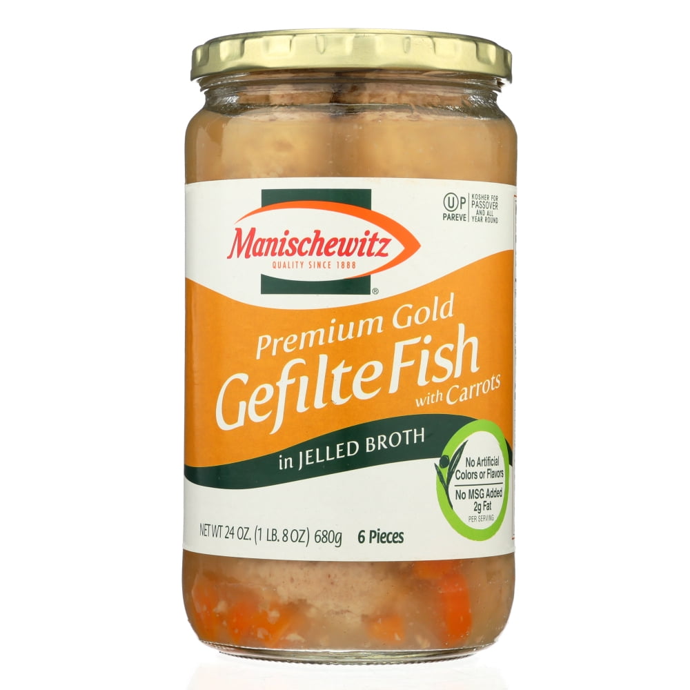 Manischewitz Premium Gold Gefilte Fish with Carrots in Jelled Broth, 6