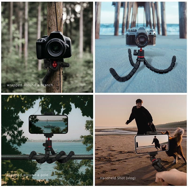 QKOO Mini Octopus Flexible Tripod Holder with Remote Control for SLR Cameras, GoPro, Cellphone