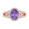 thumbnail image 2 of 2.78ct oval cut alexandrite 18k rose gold halo Bridal Wedding Engagement Promise Anniversary Ring for Women size 8.25, 2 of 7