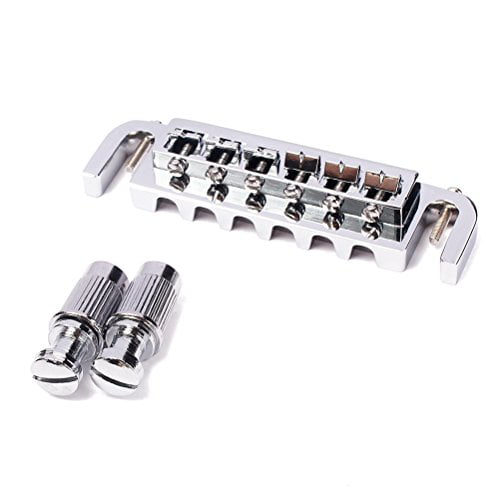 A Set of Chrome Roller Saddle Tune-O-Matic Bridge Tailpiece for LP Electric Guitar Replacement Parts 