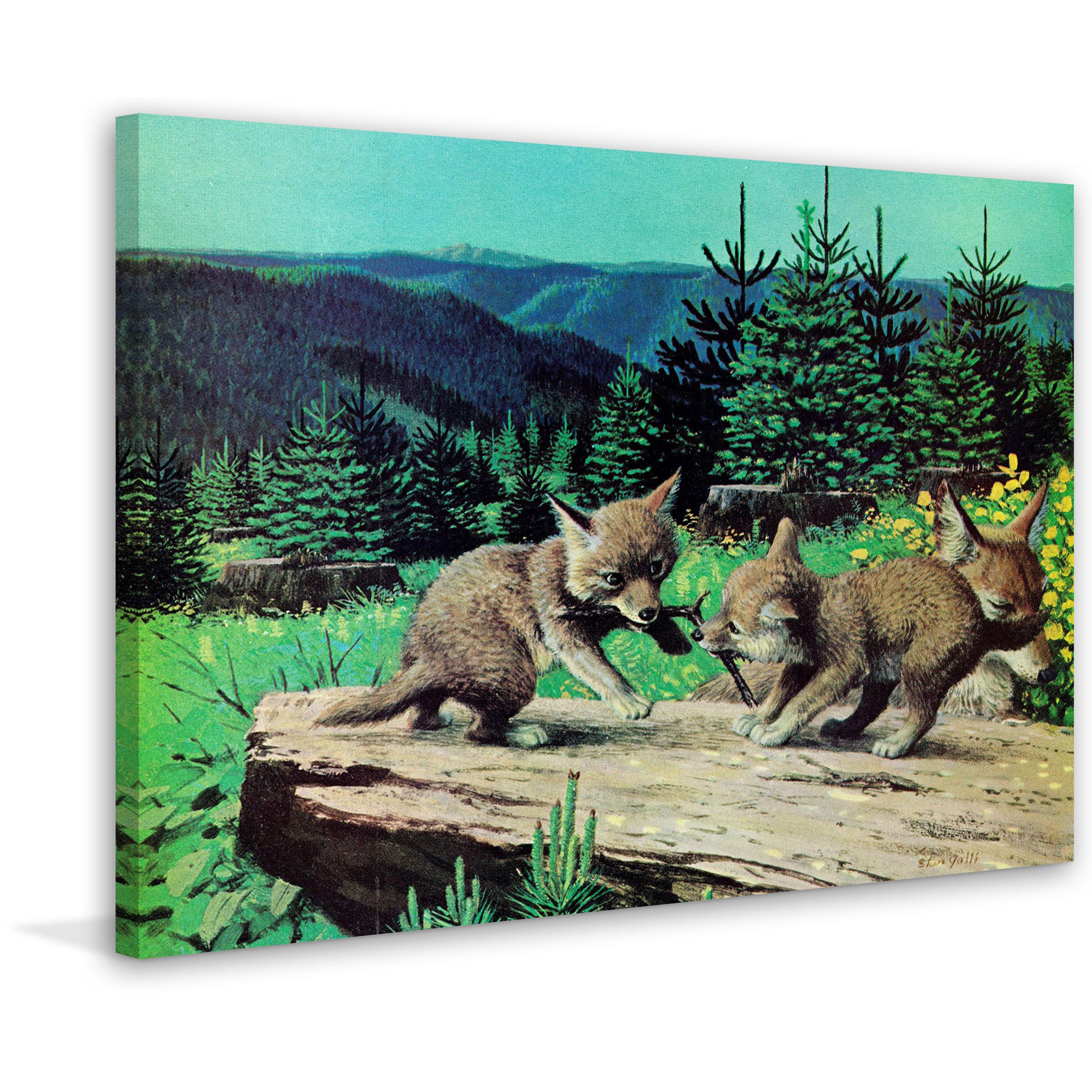 "Cubs at Play" Painting Print on Wrapped Canvas