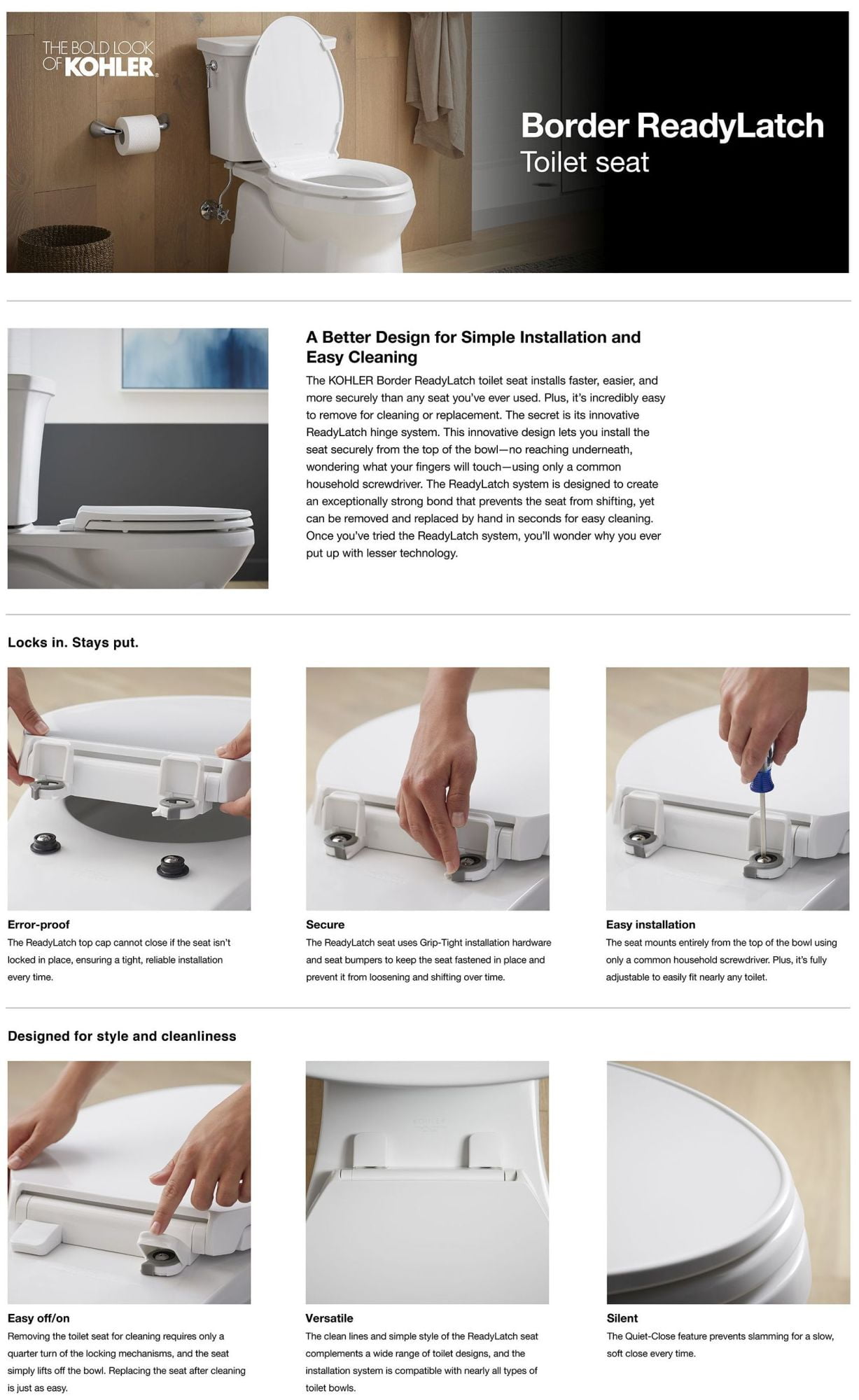 Open Box Kohler K-24494-A Border Round Closed-Front Toilet Seat - Off White